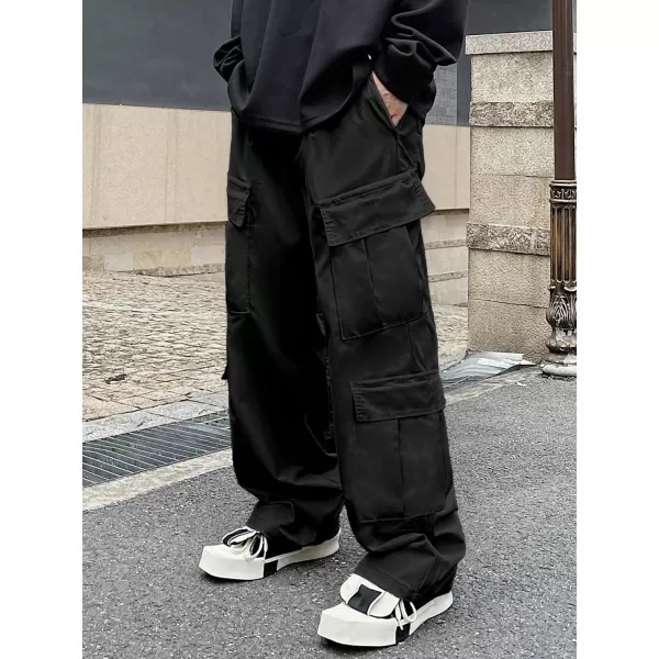 WDIRARA Men's Drawstring High Waist Streetwear Cargo Pants with Pockets