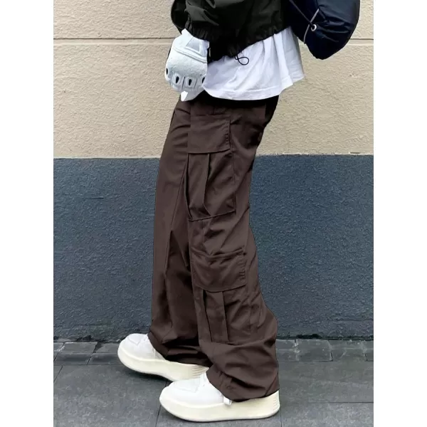 WDIRARA Men's Drawstring High Waist Streetwear Cargo Pants with Pockets