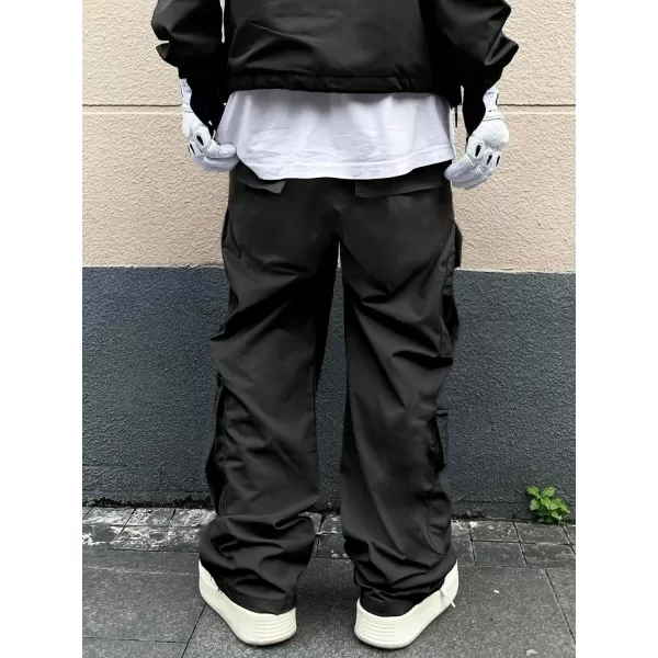 WDIRARA Men's Drawstring High Waist Streetwear Cargo Pants with Pockets