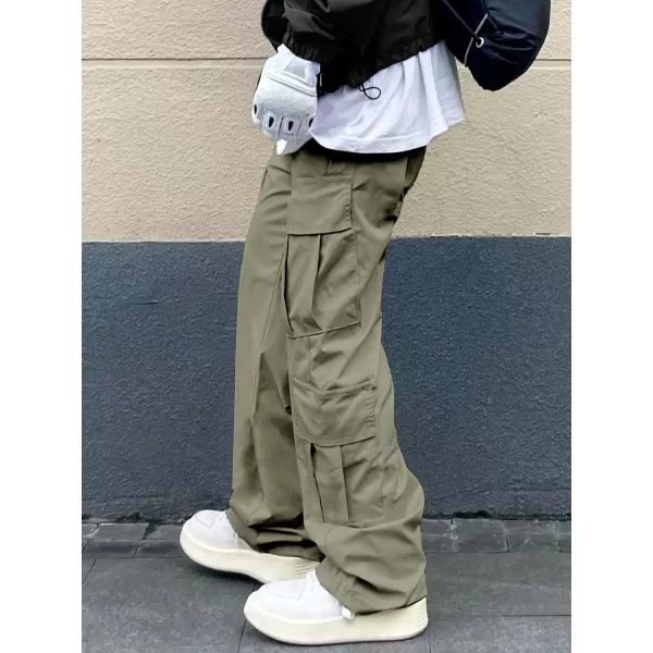 WDIRARA Men's Drawstring High Waist Streetwear Cargo Pants with Pockets