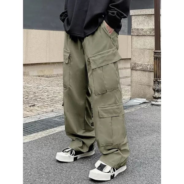 WDIRARA Men's Drawstring High Waist Streetwear Cargo Pants with Pockets