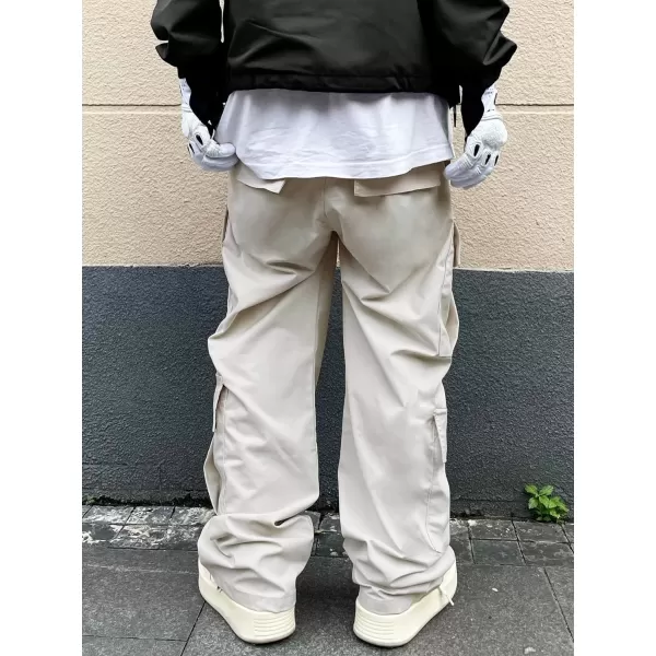 WDIRARA Men's Drawstring High Waist Streetwear Cargo Pants with Pockets
