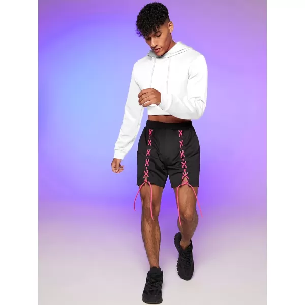 WDIRARA Men's Drawstring Long Sleeve Crop Hoodie Casual Pullovers Sweatshirt Tops