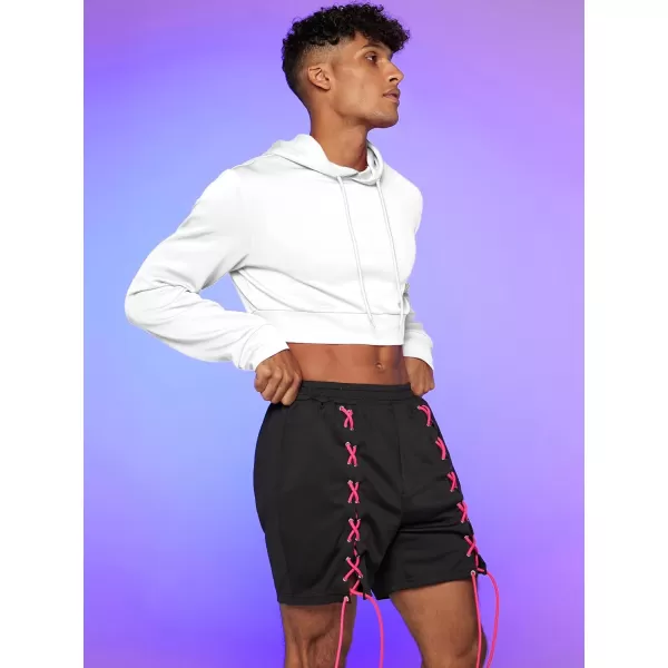 WDIRARA Men's Drawstring Long Sleeve Crop Hoodie Casual Pullovers Sweatshirt Tops