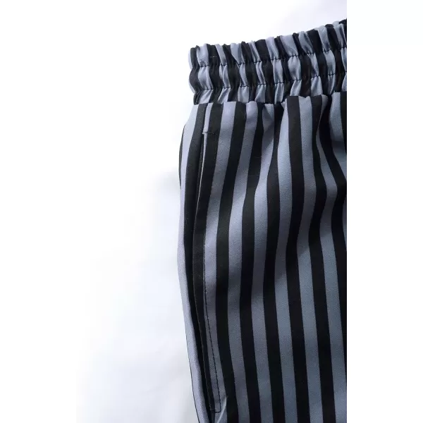 WDIRARA Men's Drawstring Waist Swim Trunks Striped Print Pocket Shorts