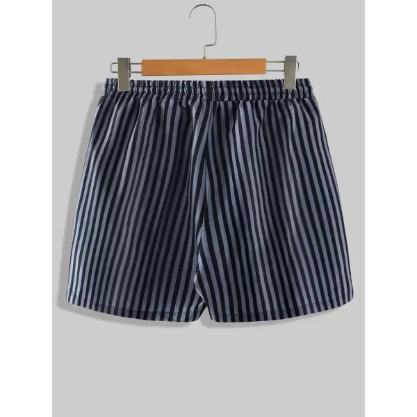 WDIRARA Men's Drawstring Waist Swim Trunks Striped Print Pocket Shorts