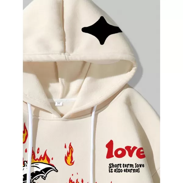 WDIRARA Men's Floral Graphic Print Drawstring Pocket Hoodie Sweatshirt