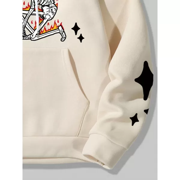 WDIRARA Men's Floral Graphic Print Drawstring Pocket Hoodie Sweatshirt