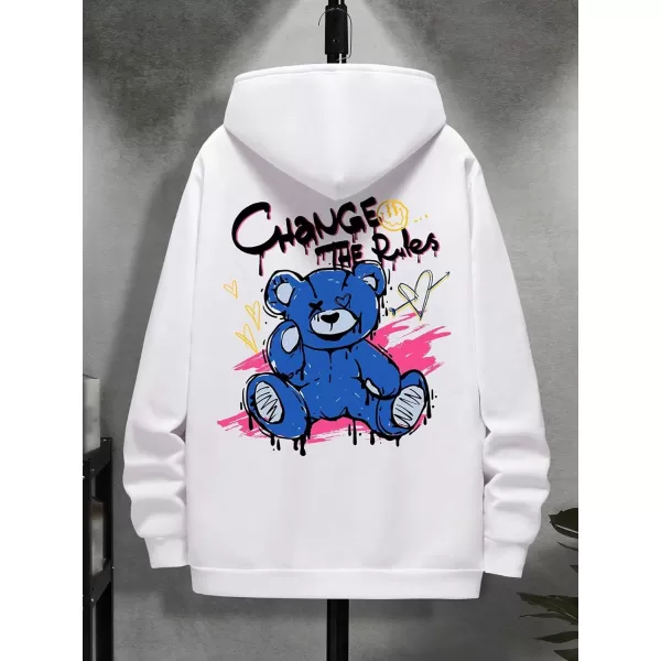 WDIRARA Men's Floral Graphic Print Drawstring Pocket Hoodie Sweatshirt