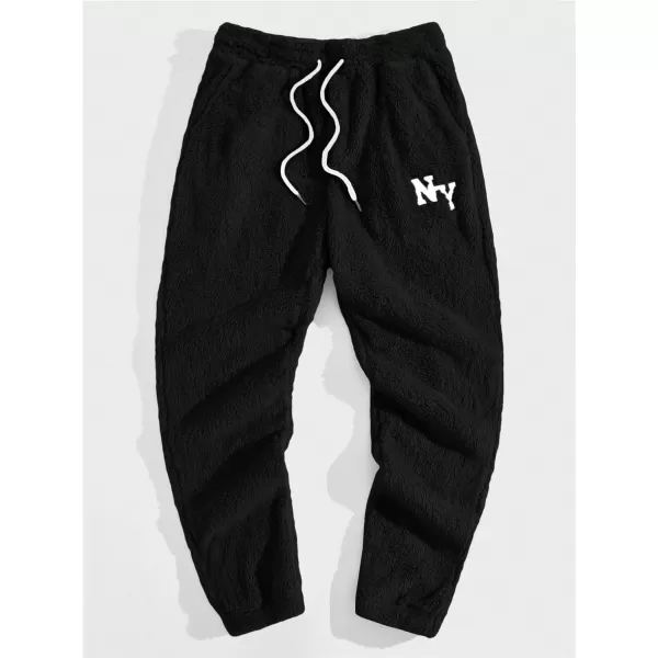 WDIRARA Men's Floral Letter Graphic Print Drawstring Waist Tie Front Sweatpants