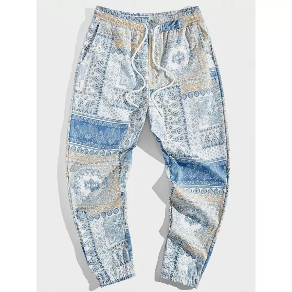 WDIRARA Men's Floral Letter Graphic Print Drawstring Waist Tie Front Sweatpants