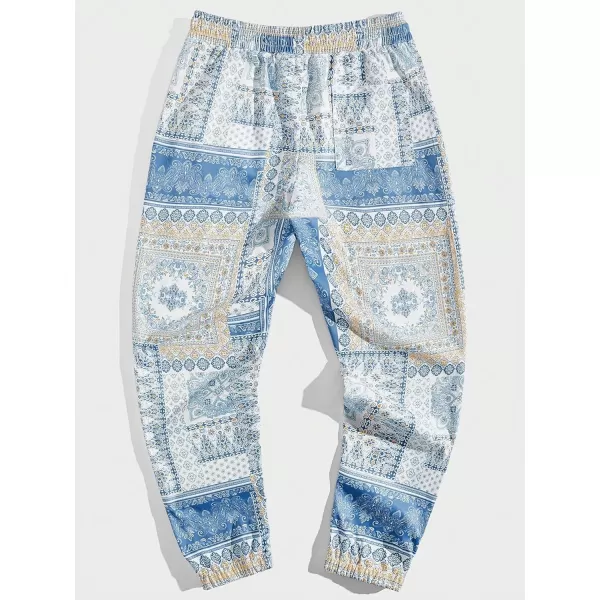 WDIRARA Men's Floral Letter Graphic Print Drawstring Waist Tie Front Sweatpants
