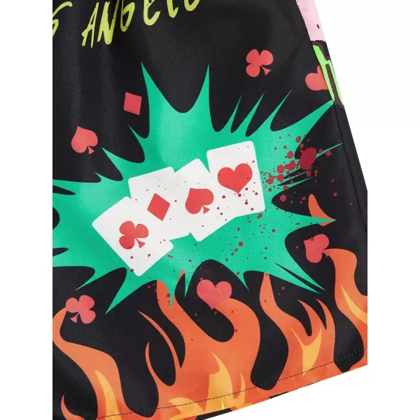 WDIRARA Men's Graphic Drawstring Casual Summer Beach Boho Cool Shorts with Pocket