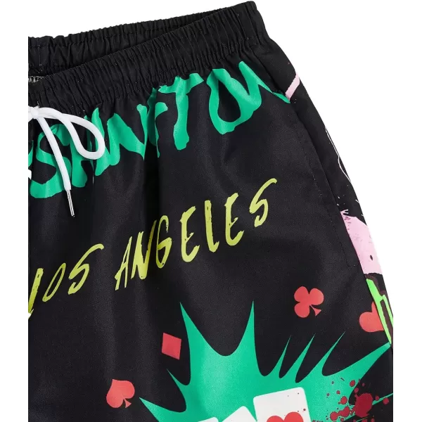 WDIRARA Men's Graphic Drawstring Casual Summer Beach Boho Cool Shorts with Pocket