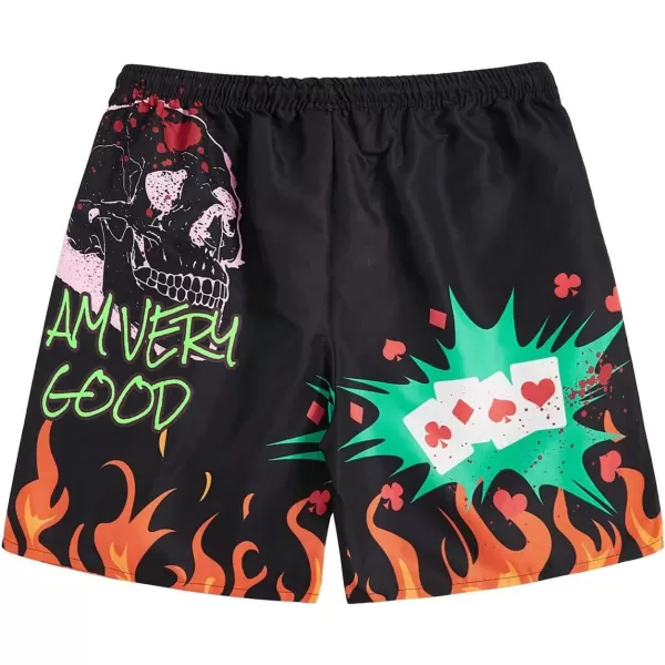 WDIRARA Men's Graphic Drawstring Casual Summer Beach Boho Cool Shorts with Pocket