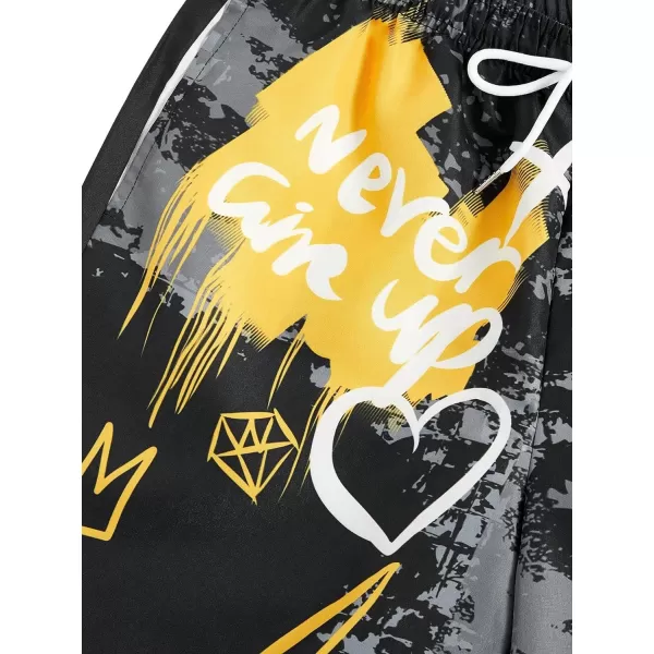 WDIRARA Men's Graphic Letter Print Drawstring Waist Shorts Summer Casual Beach Shorts