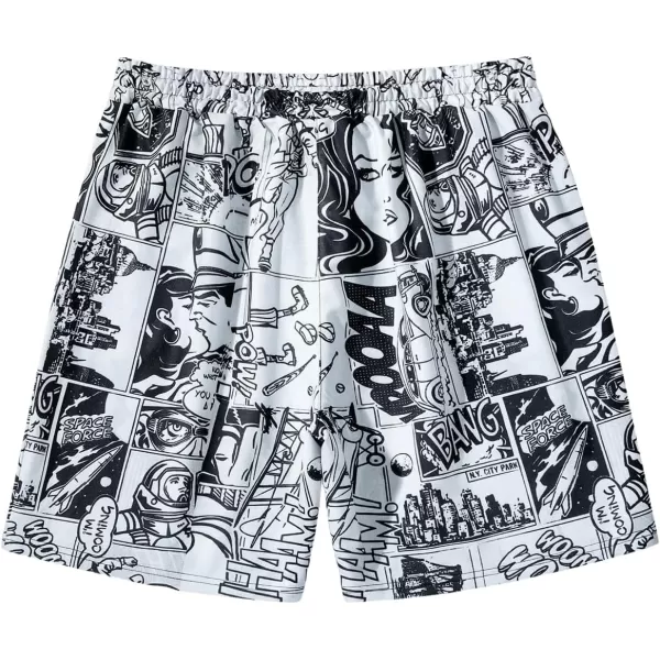 WDIRARA Men's Graphic Letter Print Drawstring Waist Shorts Summer Casual Beach Shorts