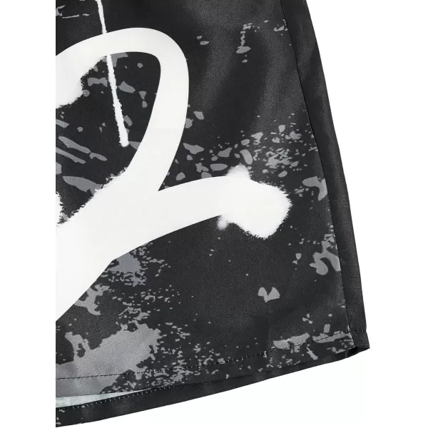 WDIRARA Men's Graphic Letter Print Drawstring Waist Shorts Summer Casual Beach Shorts