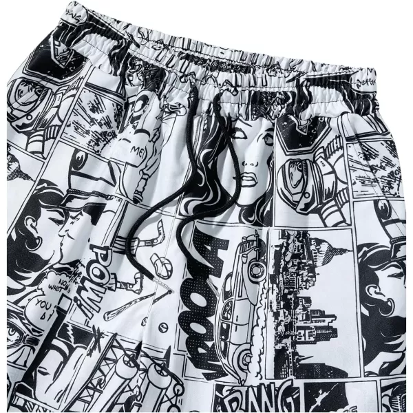 WDIRARA Men's Graphic Letter Print Drawstring Waist Shorts Summer Casual Beach Shorts