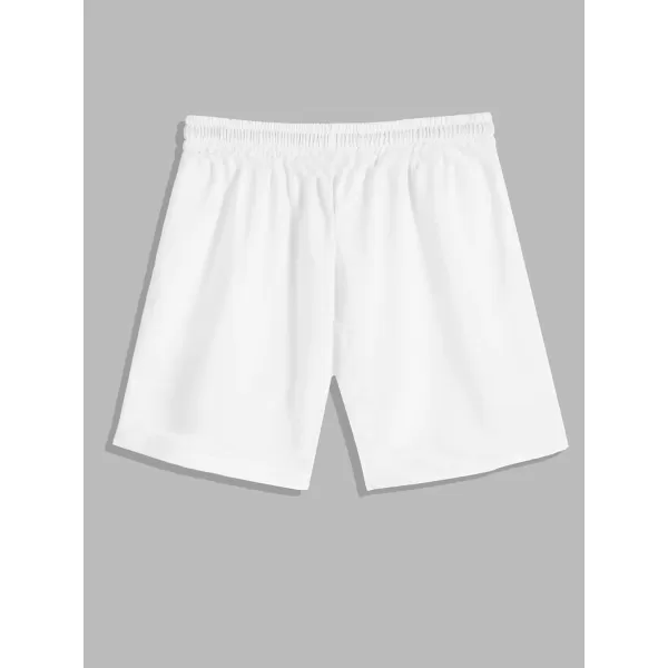 WDIRARA Men's Graphic Print Pocket Front Track Shorts Drawstring Waist Crop Shorts