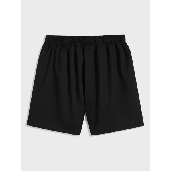 WDIRARA Men's Graphic Print Pocket Front Track Shorts Drawstring Waist Crop Shorts