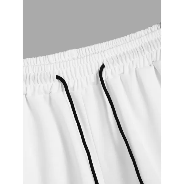 WDIRARA Men's Graphic Print Pocket Front Track Shorts Drawstring Waist Crop Shorts