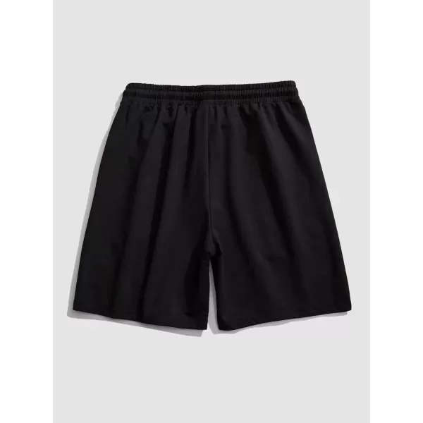 WDIRARA Men's Graphic Print Pocket Front Track Shorts Drawstring Waist Crop Shorts