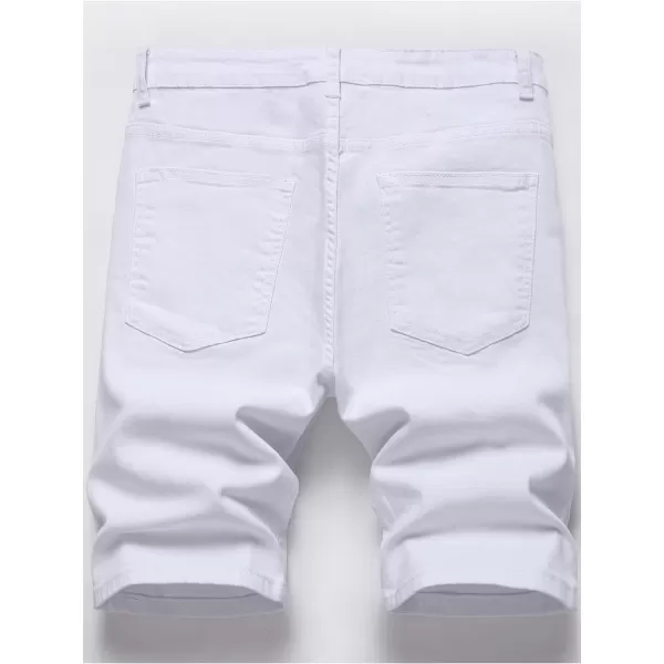WDIRARA Men's High Waisted Button Casual Denim Bermuda Shorts with Pockets
