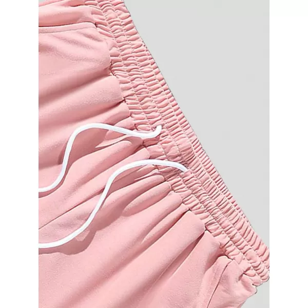 WDIRARA Men's Letter Floral Print Drawstring Waist High Waist Track Shorts