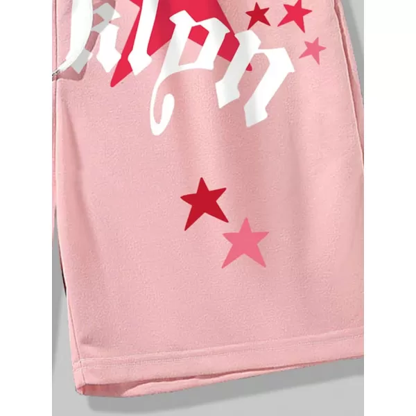 WDIRARA Men's Letter Floral Print Drawstring Waist High Waist Track Shorts