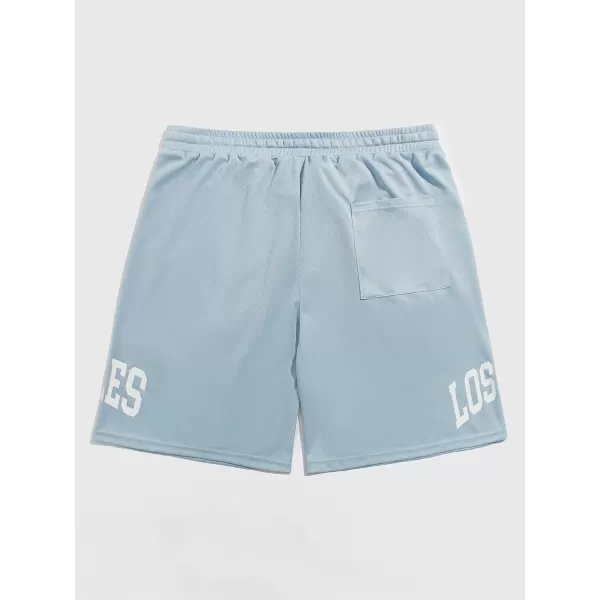 WDIRARA Men's Letter Floral Print Drawstring Waist High Waist Track Shorts