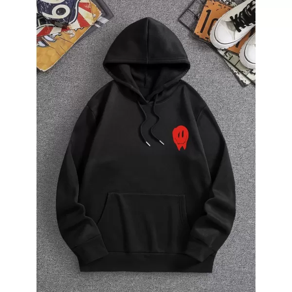 WDIRARA Men's Letter Graphic Print Drawstring Pocket Hoodie Pullovers Sweatshirt