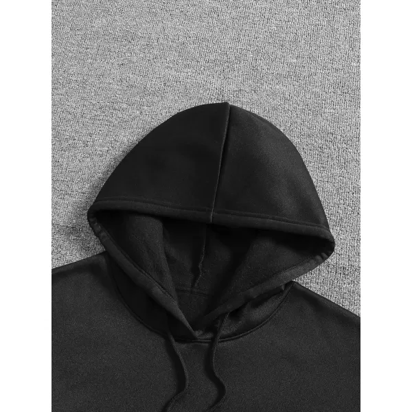 WDIRARA Men's Letter Graphic Print Drawstring Pocket Hoodie Pullovers Sweatshirt