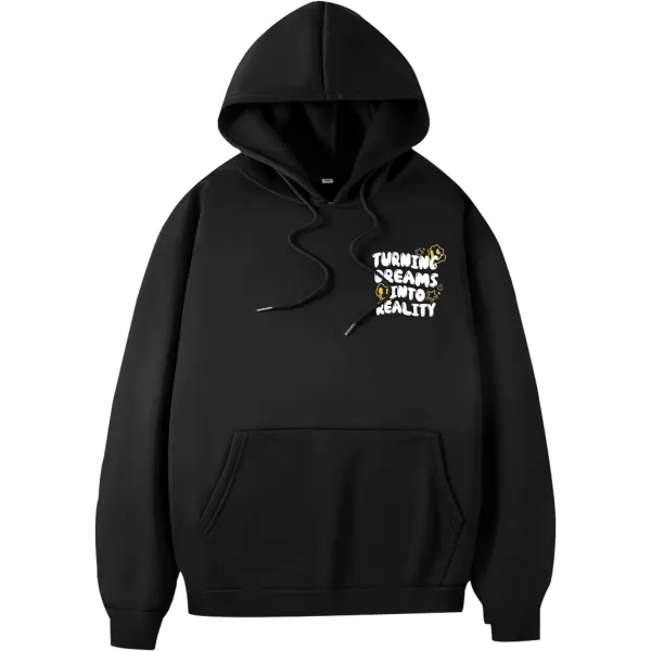 WDIRARA Men's Letter Graphic Print Drawstring Pocket Hoodie Pullovers Sweatshirt