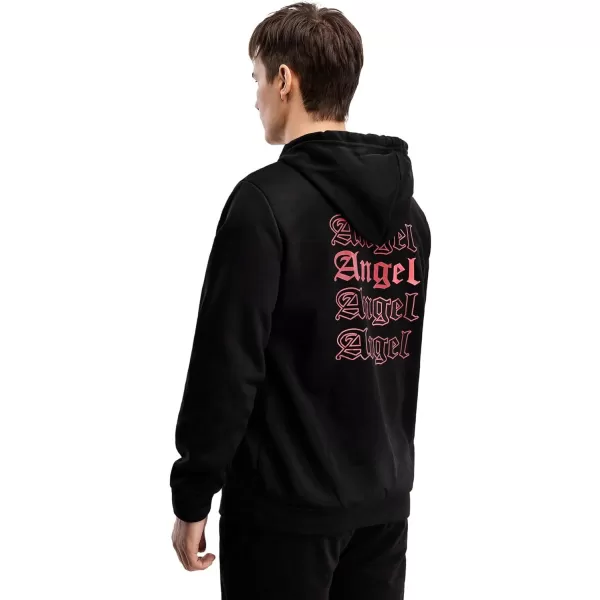 WDIRARA Men's Letter Graphic Print Drawstring Pocket Hoodie Pullovers Sweatshirt