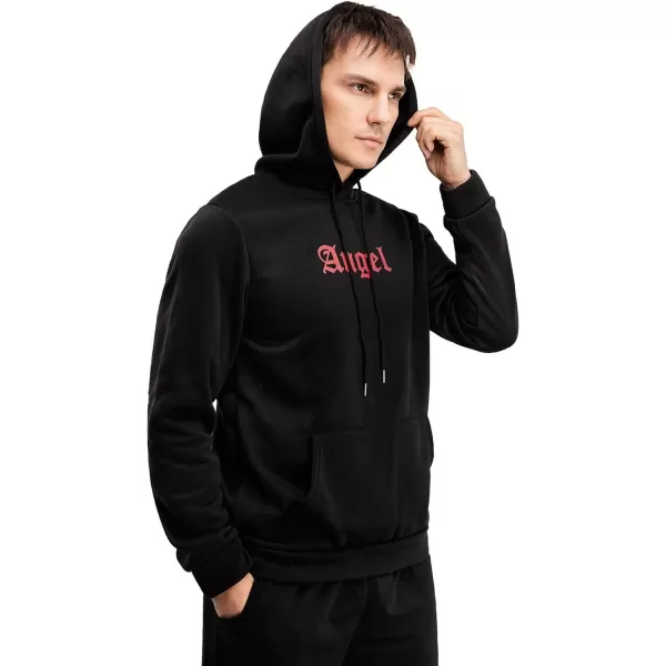 WDIRARA Men's Letter Graphic Print Drawstring Pocket Hoodie Pullovers Sweatshirt