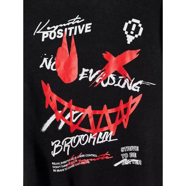 WDIRARA Men's Letter Graphic Print Drawstring Pocket Hoodie Pullovers Sweatshirt