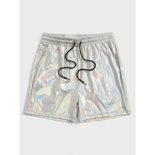 WDIRARA Men's Letter Graphic Print Drawstring Waist Active Track Shorts
