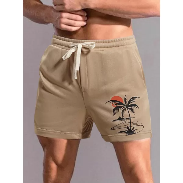 WDIRARA Men's Letter Graphic Print Drawstring Waist Active Track Shorts