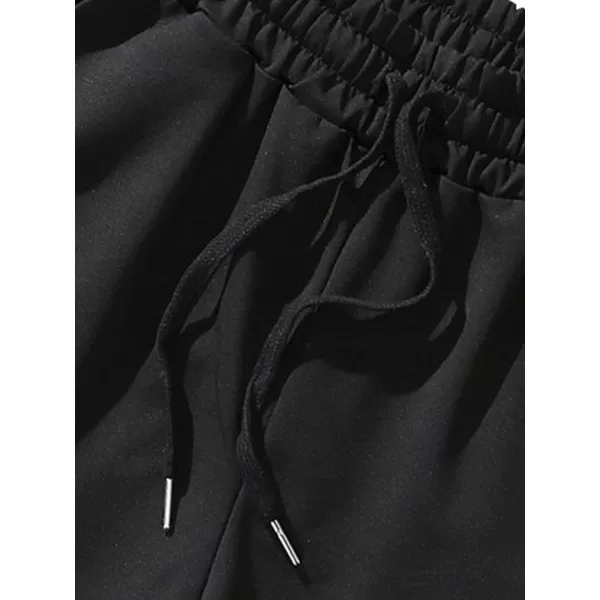 WDIRARA Men's Letter Graphic Print Drawstring Waist Tie Front Pocket Track Shorts