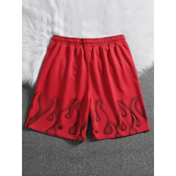 WDIRARA Men's Letter Graphic Print Drawstring Waist Tie Front Pocket Track Shorts
