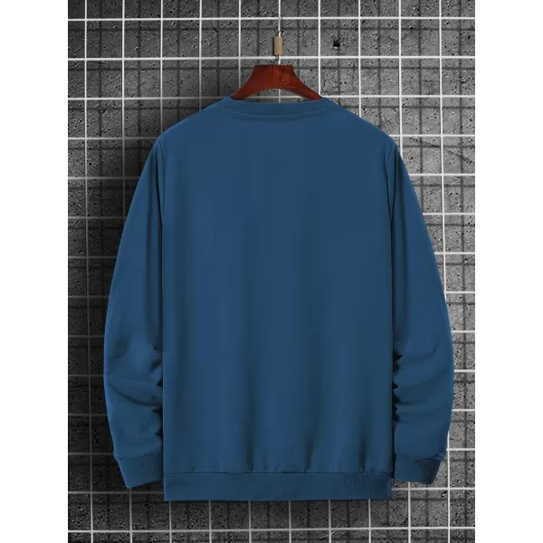 WDIRARA Men's Letter Graphic Print Long Sleeve Sweatshirt Round Neck Top Shirt