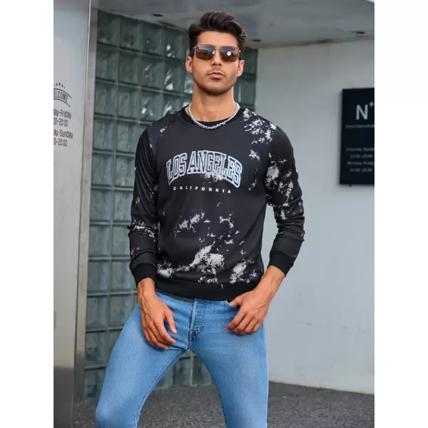 WDIRARA Men's Letter Graphic Print Round Neck Long Sleeve Sweatshirt Pullovers