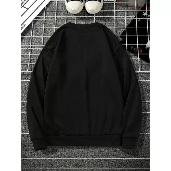 WDIRARA Men's Letter Graphic Print Round Neck Long Sleeve Sweatshirt Pullovers