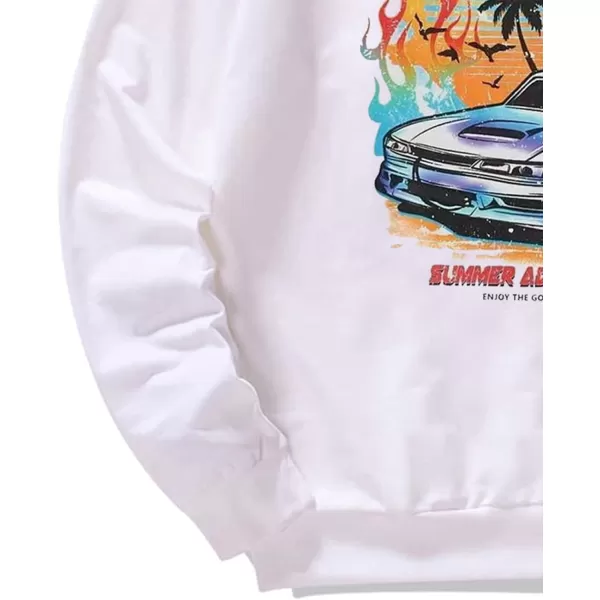 WDIRARA Men's Letter Graphic Print Round Neck Long Sleeve Sweatshirt Pullovers