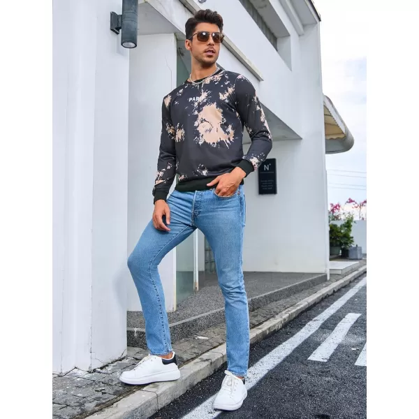 WDIRARA Men's Letter Graphic Print Round Neck Long Sleeve Sweatshirt Pullovers