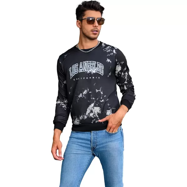 WDIRARA Men's Letter Graphic Print Round Neck Long Sleeve Sweatshirt Pullovers