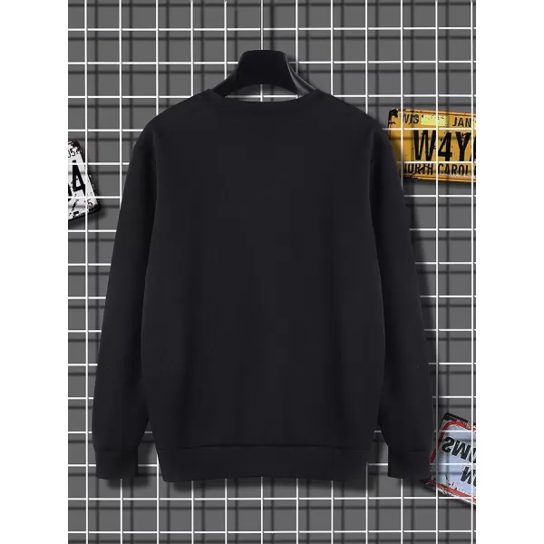 WDIRARA Men's Letter Graphic Print Round Neck Long Sleeve Sweatshirt Pullovers