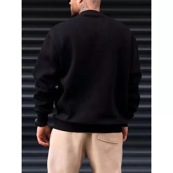 WDIRARA Men's Letter Graphic Print Round Neck Long Sleeve Sweatshirt Pullovers