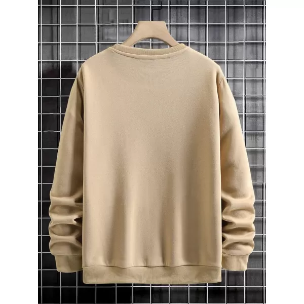 WDIRARA Men's Letter Graphic Print Round Neck Long Sleeve Sweatshirt Pullovers